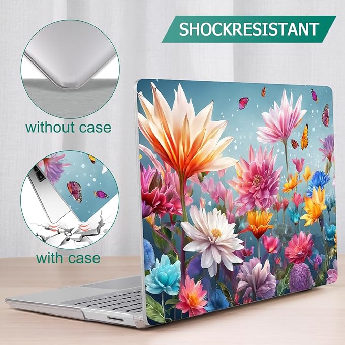 Tuiklol Case for 12.4 Inch Microsoft Surface Laptop Go 3/2 / 1 2023-2020 Releases, Plastic Hard Shell Case with Screen Protector and Keyborad Cover +Dust Plugs Model 2013/1943,Multicolored Floral