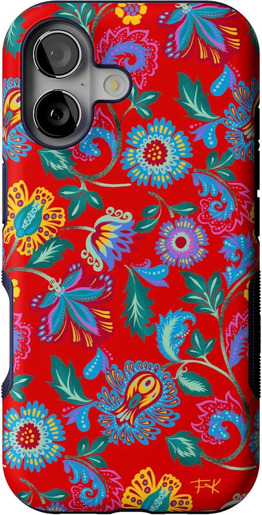 Casely iPhone 17 Case | Painted Flowers | Frida Kahlo Floral | Bold Protective Design | Compatible with MagSafe