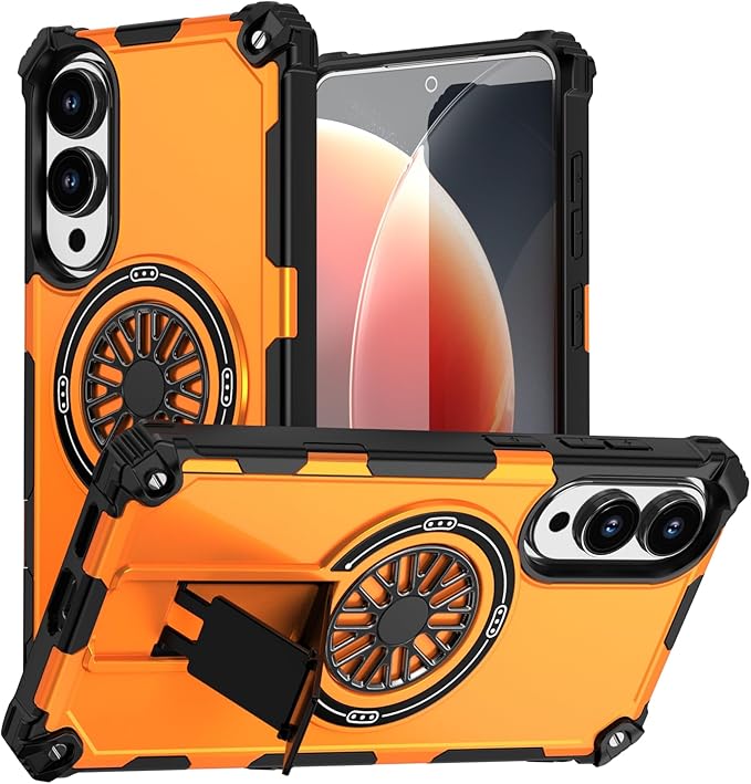 Magnetic Case for Galaxy S25 Edge, [Compatible with Mag-Safe] Shockproof Protective Cover Case for Samsung Galaxy S25 Edge Orange