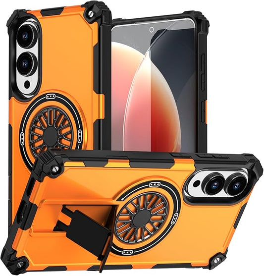 Magnetic Case for Galaxy S25 Edge, [Compatible with Mag-Safe] Shockproof Protective Cover Case for Samsung Galaxy S25 Edge Orange