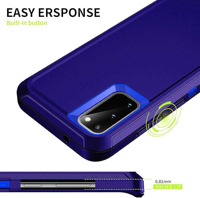 for Galaxy S20 FE 5g Case,Shockproof Dropproof Dustproof 3-Layer Full Body Protection Rugged Heavy Duty High Impact Hard Cover Case for Galaxy S20 FE 6.5 inch,Dark Blue