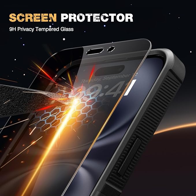 Diaclara Magnetic for iPhone 16 Plus Case, [with Privacy Screen Protector] [Anti Spy] [Military Grade Drop Protection] Heavy Duty Full-Body Shockproof Phone Case, Magnetic Black