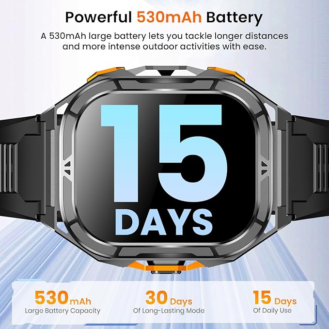 Smartwatch for Men GPS Sports Watch, 1.96" AMOLED Display, 5ATM Waterproof Metal Military Smart Watches, Fitness Activity Tracker with Compass Pedometer Sleep/Heart Rate Monitor for Android iOS Black