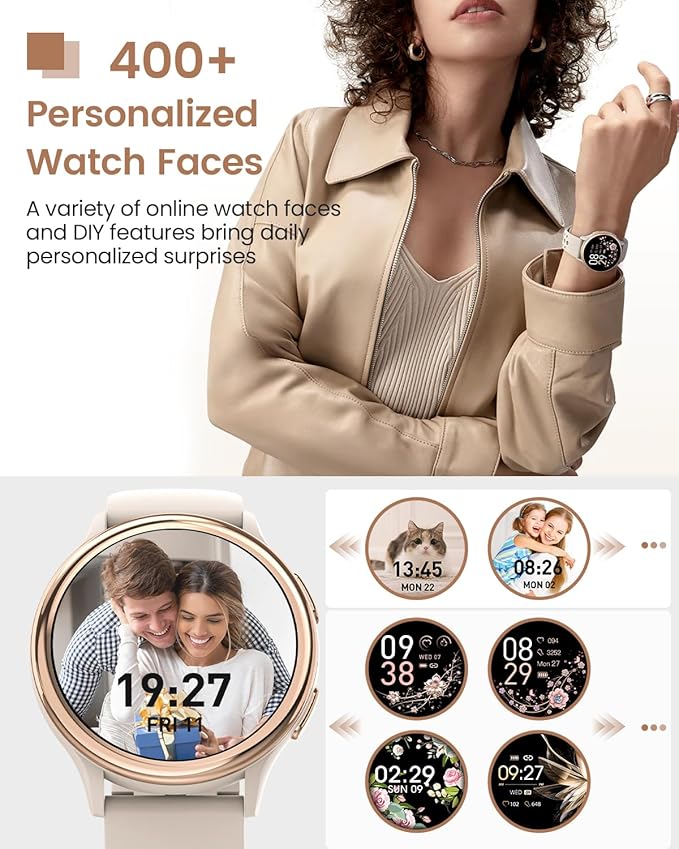 Smart Watches for Women, 42mm Smart Watch with 400+ Watch Face, 70+ Sport Modes, 24/7 Heart Rate, Sleep Monitor, Answer/Make Calls, Waterproof Activity Fitness Tracker for Android & iPhone (Gray)