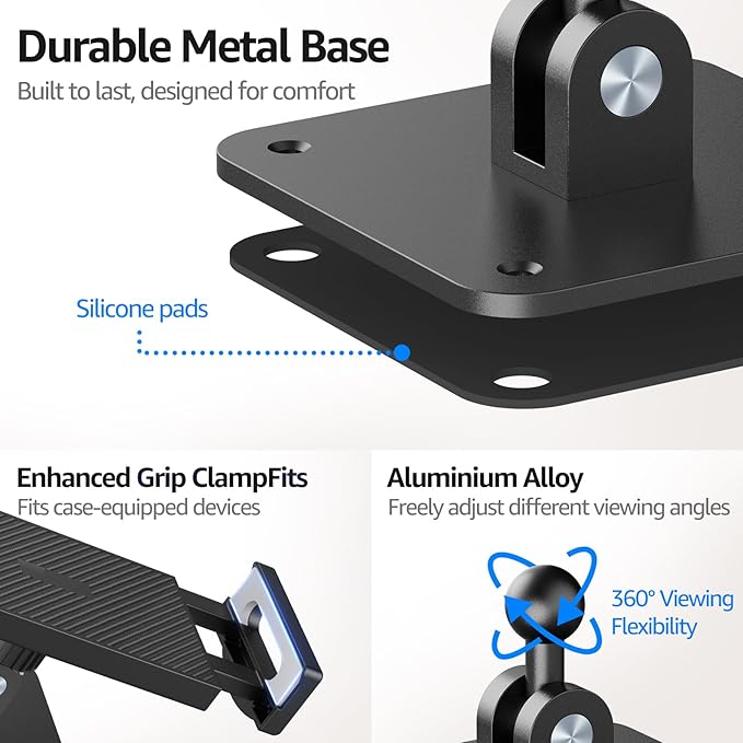 Urmust Universal Tablet Wall Mount Holder, 360° Adjustable, for 4.7-13" Devices, iPad, Galaxy Tab,Sturdy Aluminum Wall Phone Holder, ipad Wall Mount for Home, Office & Public Spaces