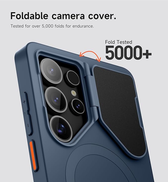 SURITCH for Samsung Galaxy S25 Ultra Phone Case, Magnetic Protective Cover with Camera Cover & Adjustable Metal Kickstand for Galaxy S25 Ultra (2025)-Dark Blue