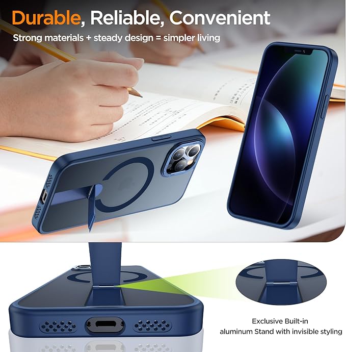 for iPhone 13 Pro Max Case with Kickstand, Compatible with MagSafe, [Invisible Stand] Anti-Slip Shockproof Military-Grade Protection, Magnetic Phone Case for iPhone 13Pro Max (Blue)