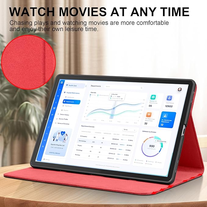 for Samsung Galaxy Tab S6 10.5 inch Case 2019 Model(SM-T860/T865/T867) Genuine Leather Cover Protective Shell,Auto Wake/Sleep.Red