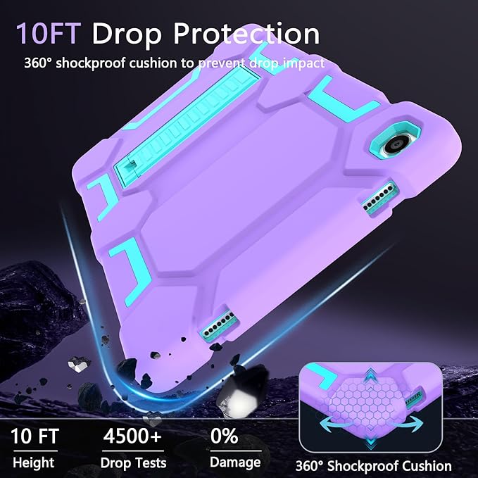 CCMAO Case for Samsung Galaxy Tab A9+ Case 11 Inch 2023 Model (SM-X210/X216/X218), Heavy Duty Shockproof Hybrid Three Layer Protective Cover for Kids Girls Boys, Purple+Green