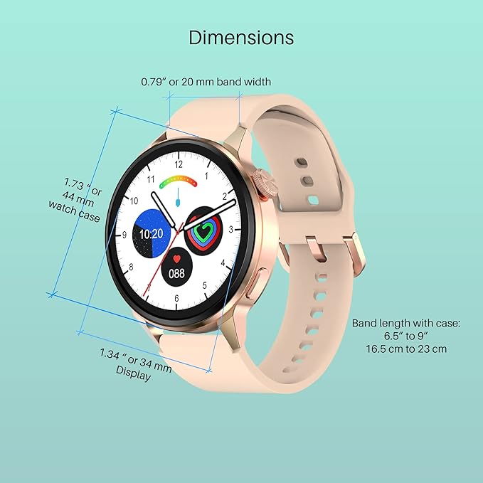 Smart Watch for Men & Women - Android Phones, Make/Answer Calls, Messaging, Voice Assistant, NFC Functions, Wireless Charging, Long Battery Life, Gold