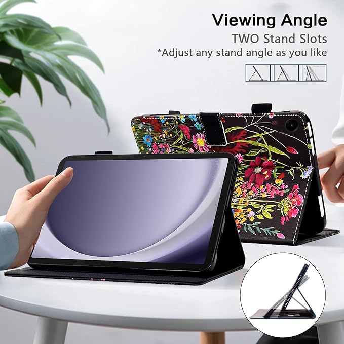 Case for Galaxy Tab A9+ Plus 11 Inch 2025 2024 2023 (SM-X210/X216/X218), Galaxy A9 11 Inch Case, Cute PU Leather Folio Stand Cover for Galaxy Tab A9 Plus, Auto Wake/Sleep - Colorful Flowers