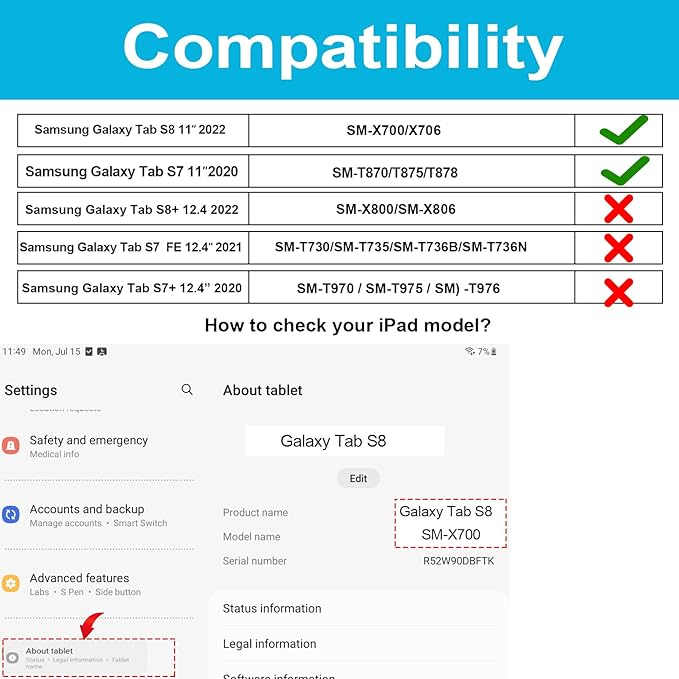 Case for Samsung Tab S8/S7 11 Inch 2022/2020: TPU Protective Cover for Galaxy Tablet S8/S7 11 Inch 2022/2020 with Stand - Handle - Shoulder Strap - S-Pen Holder -Black