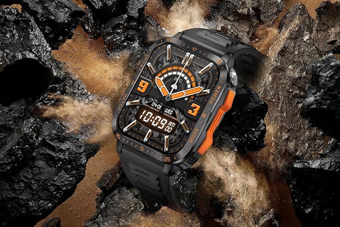 Military Smart Watch for Men with LED Flashlight/UV Light 3ATM Waterproof 1.96" Big Screen Rugged Tactical Smartwatch with Text and Call Fitness Tracker with HR/Sleep Monitor for iPhone Android