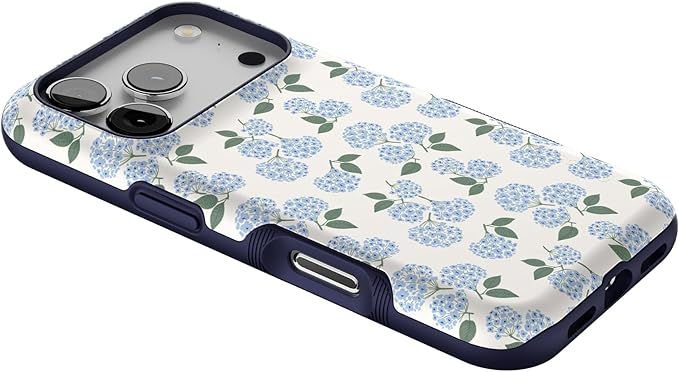 Casely iPhone 17 Pro Case | Nantucket Cottage | Blue Hydrangea | Bold Protective Design | Compatible with MagSafe