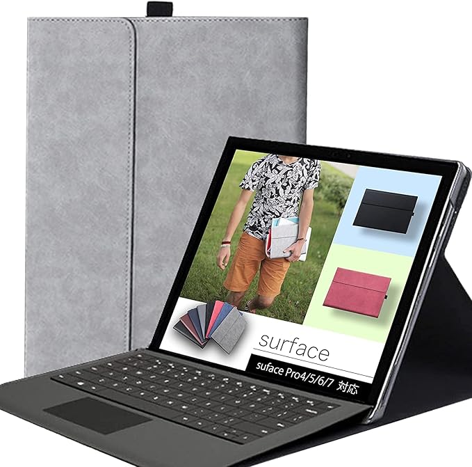 Protective Case for Surface Pro 7/Pro 6/Pro 5/Pro 4 Tablet,Surface12.3 Inch Case, Compatible with Type Cover Keyboard, Business Cover with Pen Holder,Gray