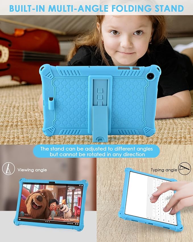 DETUOSI Compatible with Samsung Galaxy Tab A9 Plus Case 11 inch 2023, with Shoulder Strap & Stylus Pen, Soft Silicone Multi-Angle Case for Galaxy Tab A9+ Tablet SM-X210/X216/X218, Sky Blue