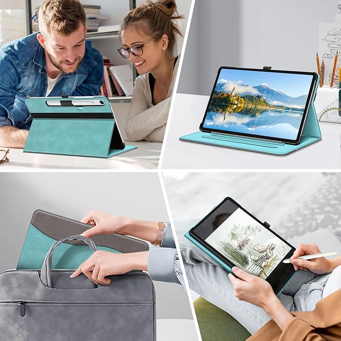 Fintie Case for Samsung Galaxy Tab S10 Lite/ S10 FE/ S9 FE 5G 10.9 Inch/Tab S9 11 Inch with S Pen Holder, Multi-Angle Viewing Protective Cover with Pocket, Auto Sleep/Wake, Turquoise
