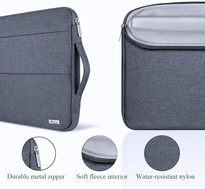 Voova 13 13.6 Inch Laptop Sleeve Case Compatible with MacBook Air 13 M1/M2/M3/M4 2020-2025, MacBook Pro 13/14, IPad Air/Pro 13, Waterproof Slim Computer Bag Cover with Handle, Dark Grey