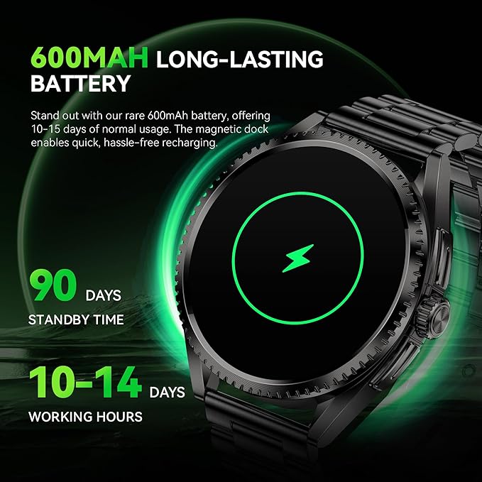 Military Smart Watch for Men (2025/Voice Assistant) 1.75-inch HD AMOLED Tactical Smartwatch for Android iOS 100+ Sport Mode Fitness Tracker with Heart Rate SpO2 Sleep Monitor IP67 Waterproof 2 Straps