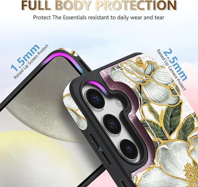 NNH Compatible with Samsung Galaxy S25 Wallet Case with RFID Blocking Card Slots Folio Flip PU Leather Kickstand Double Magnetic Clasp Design Cover for Galaxy S25(6.2 inch-Magnolia Flowers)