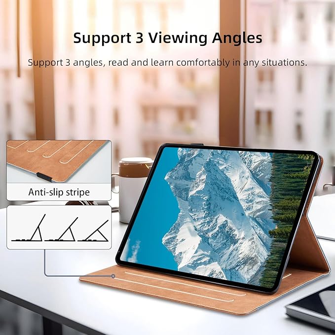 Case for Lenovo Tab M9 9 Inch 2023(TB-310FU)/Nook 9 inch Lenovo Tablet (2024) - Multi-Angle Viewing Stand Cover with Pocket and Magnetic Clasp, PU Leather Business Folio Protective Case, Gray