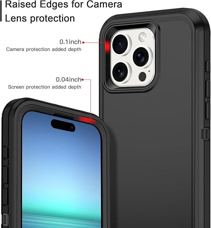 for iPhone 15 Pro Case Shockproof Dust/Drop Proof 3-Layer Full Body Protection [Without Screen Protector] Rugged Heavy Duty Cover Case for Apple iPhone 15 Pro 6.1" 2023,Black