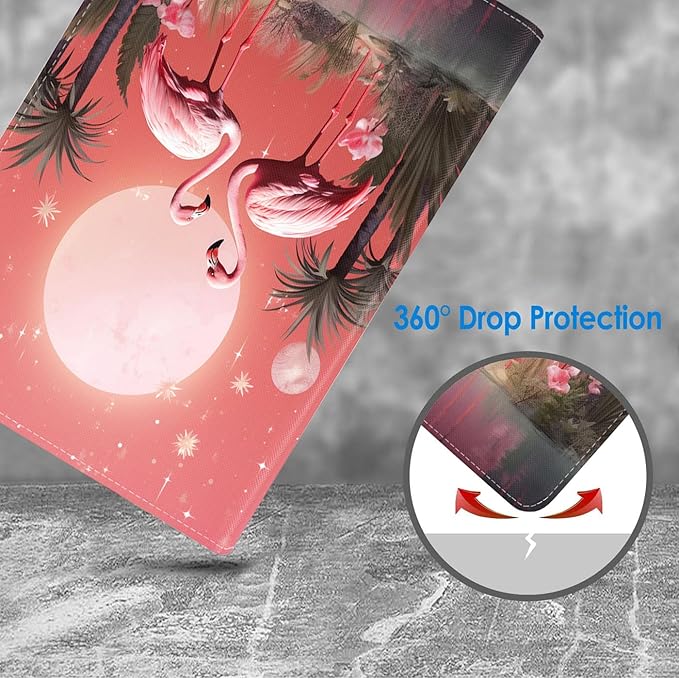 Case for Samsung Galaxy Tab S10 Lite / S10 FE / S9 FE 10.9-Inch / S9 11-Inch, Slim Lightweight PU Leather Stand Cover with Auto Wake/Sleep, Flamingo