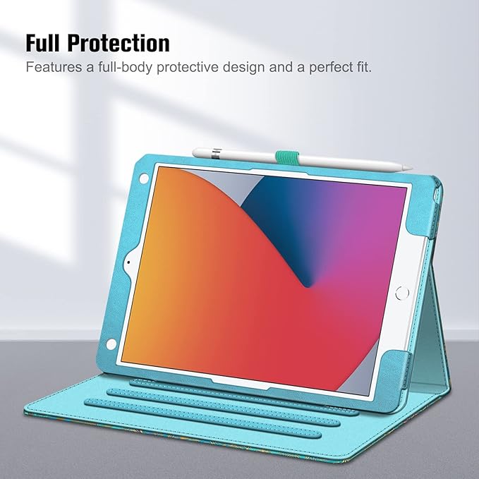 Fintie Case for iPad 9th / 8th / 7th Generation (2021/2020/2019) 10.2 Inch - [Corner Protection] Multi-Angle Viewing Stand Cover with Pocket & Pencil Holder, Auto Sleep Wake, Shades of Blue
