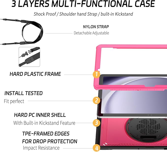 ZenRich Case for Samsung Galaxy Tab A9 Plus / A9+ 5G 11" 2023 (SM-X210/X216/X218),Heavy Duty Shockproof Protective Case with 360 Rotating Kickstand Hand & Shoulder Belt for Galaxy Tab A9 Plus 11 inch