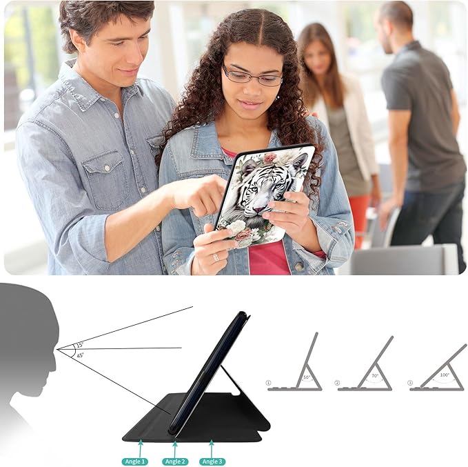 Case for Lenovo Tab P11 Plus Case 2021 (TB-J616F / J616X), 360 Degree Rotating Folding Stand,with Auto Sleep/Wake Case for Lenovo Tab P11 11” 2020 (TB-J606F TB-J606X),White Tiger/Butterfly