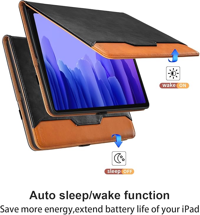 Case for Samsung Galaxy Tab A7 10.4 Inch 2020 (SM-T500/T505/T507) - PU Leather Folio Stand Case with Hand Starp and Pocket, Auto Wake/Sleep Smart Tablet Cover, Black