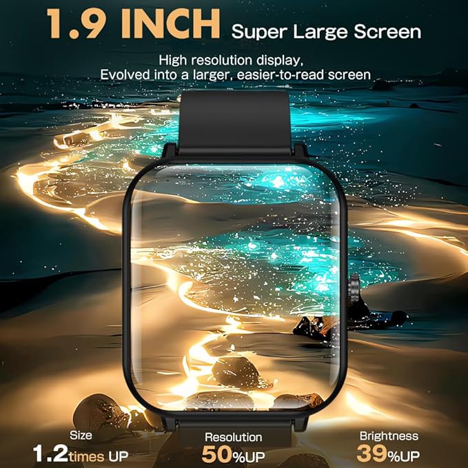 Smart Watch, Fitness Tracker, IP68 Waterproof, iPhone and Android Phone Compatible, Ultra-Thin Activity Tracking Smartwatch, Medium, Black