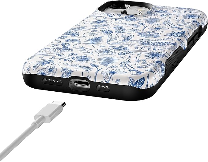 Casely iPhone 14 Case | Hop & Bloom | Bunny Toile | Compatible with MagSafe | Bold Protective Design