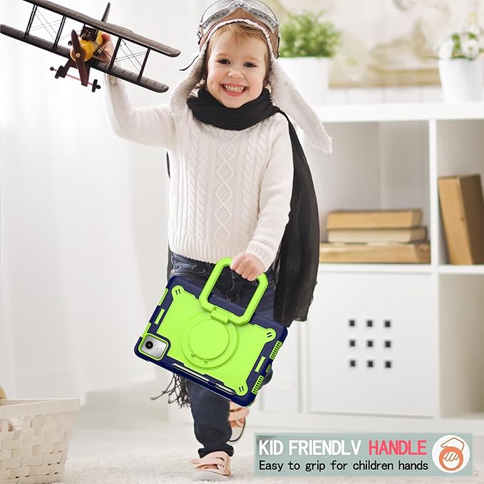 Case for Lenovo Tab M11 11 inch Tablet (TB-330FU / TB-331FC) 2024 Released - Heavy Duty Impact Resistant Case Cover with Rotating Ring Stand (Navy Blue/Green)