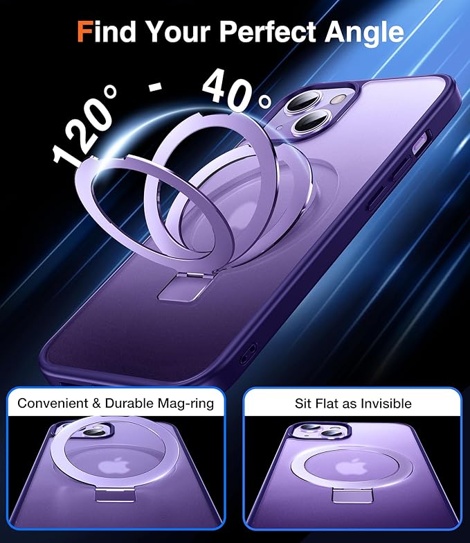 3-in-1 [Magnetic+Kickstand+Ring Holder] for iPhone 13 Case, iPhone 14 Case Compatible with MagSafe, Phone Case iPhone 13/14 with Stand Military Shockproof Protective Magnetic Cover