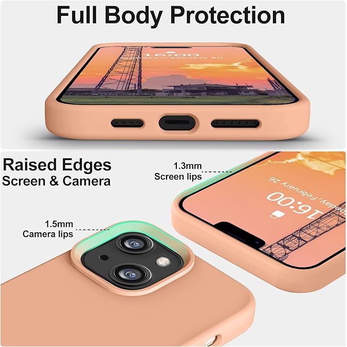 Vooii Compatible with iPhone 14 Case,[Silky Touch Premium Liquid Silicone] [Soft Anti-Scratch Microfiber Lining], Ultra Slim Shockproof Protective Case for iPhone 14 - Cantaloupe