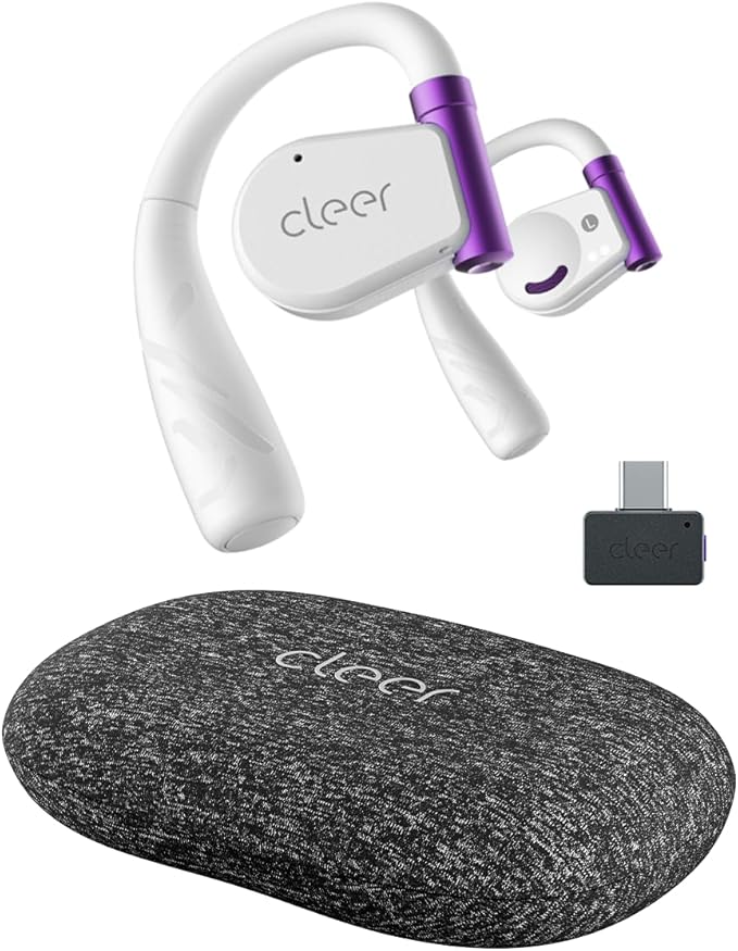 Cleer ARC II Gaming Earbuds - True Wireless Open Ear Headphones, Ultra-Low Latency, Snapdragon Sound, Bluetooth 5.3, USB-C Dongle, 35Hr Battery, Compatible with PS4, PS5, PC, Switch,White