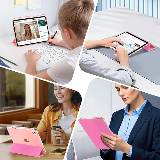 MoKo for iPad (A16) 11th Generation Case 11 Inch 2025, iPad 10th Generation Case 10.9 Inch 2022 with Pencil Holder, Slim Light Trifold Protective Cover with Hard PC Translucent Back Shell, Conch Shell