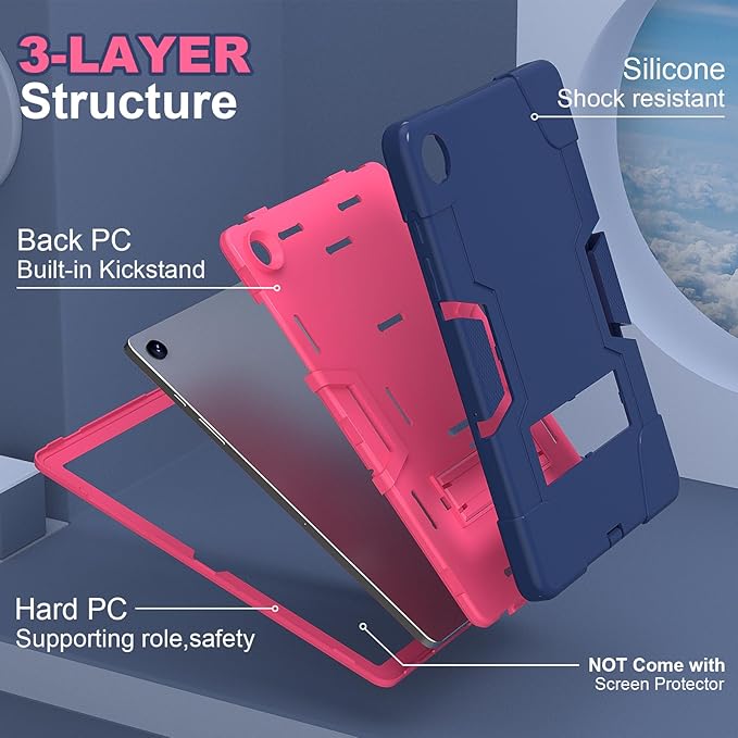 Case for Galaxy Tab A9 Plus 11 inch (2023), High Impact Protective Heavy Duty Shockproof Kickstand Cover for Samsung Galaxy Tab A9+ Plus 11" Model (SM-X210/X215/X216) Navy Blue+Rose red