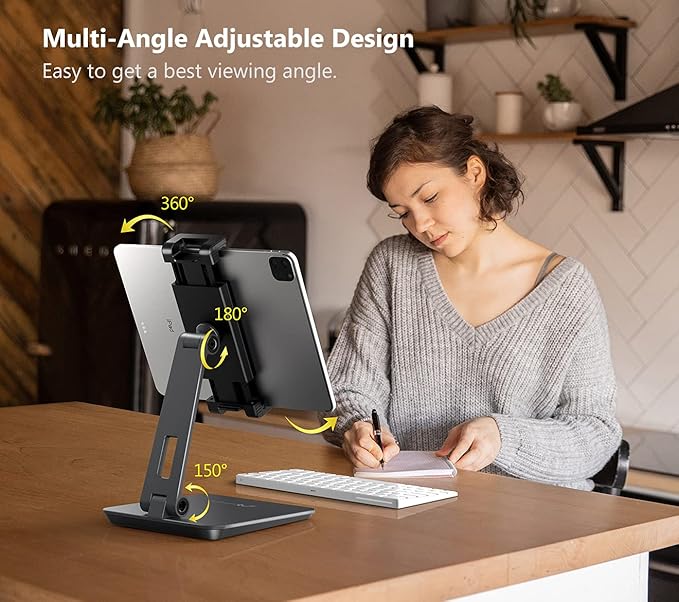 Surface Pro Stand - Heavy Duty Aluminum Alloy Tablet Stand for 4.7''-13'' Screens, iPad Pro 12.9/11, Samsung Galaxy Tabs and More (Dark Grey)