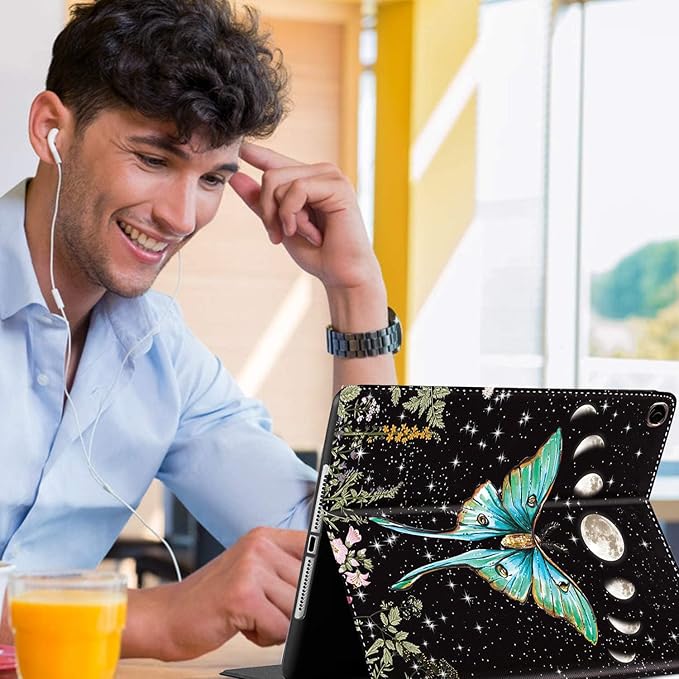 Case for Samsung Galaxy Tab A9 Plus 11 inch 2023，Slim Fit Foldable Standing Cover Case with Auto Sleep/Wake for Galaxy Tab A9+ 11’2023 (SM-X210/X216/X218)，Wildflower Moth Moon Phase Botanical