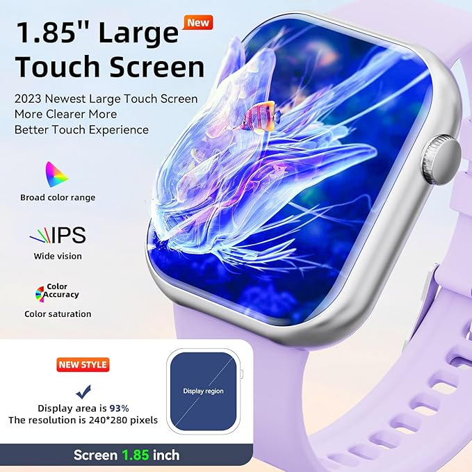 Hwagol Smart Watch (Answer/Make Call) 1.85inch Fitness Tracker, DIY Dials/Pedometer/Calories/Multiple Sport Modes/Voice Assistant, Smart Watches for Men Women Android iOS Phones