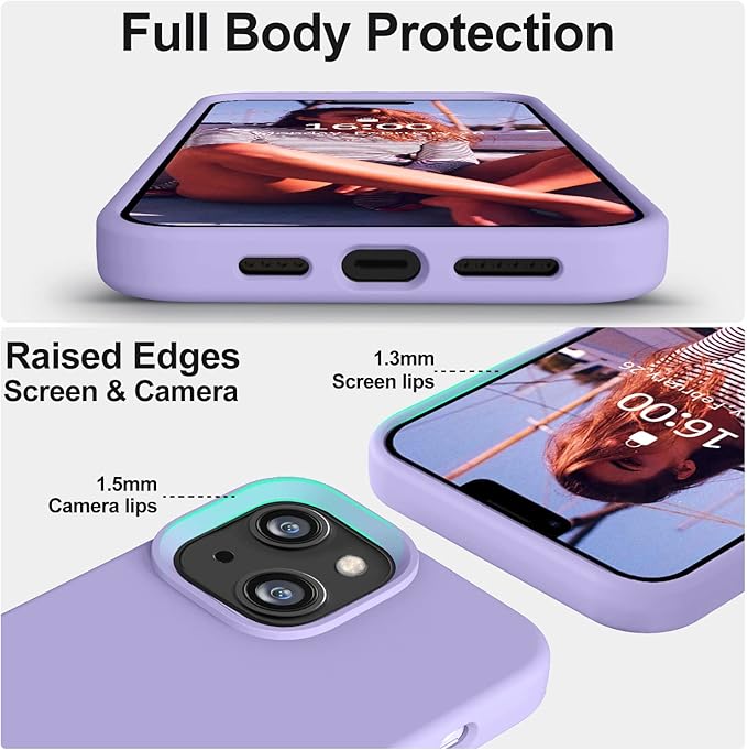 Vooii Compatible with iPhone 14 Case,[Silky Touch Premium Liquid Silicone] [Soft Anti-Scratch Microfiber Lining], Ultra Slim Shockproof Protective Case for iPhone 14 - Light Purple