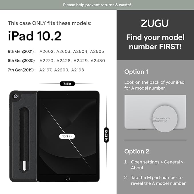 ZUGU Case for 10.2 Inch iPad 9th Generation Case 7th / 8th Generation (2021/2020/2019), Protective, Thin, Sleek Design, Magnetic Stand, Sleep/Wake Cover, Magnetic Cover, Red