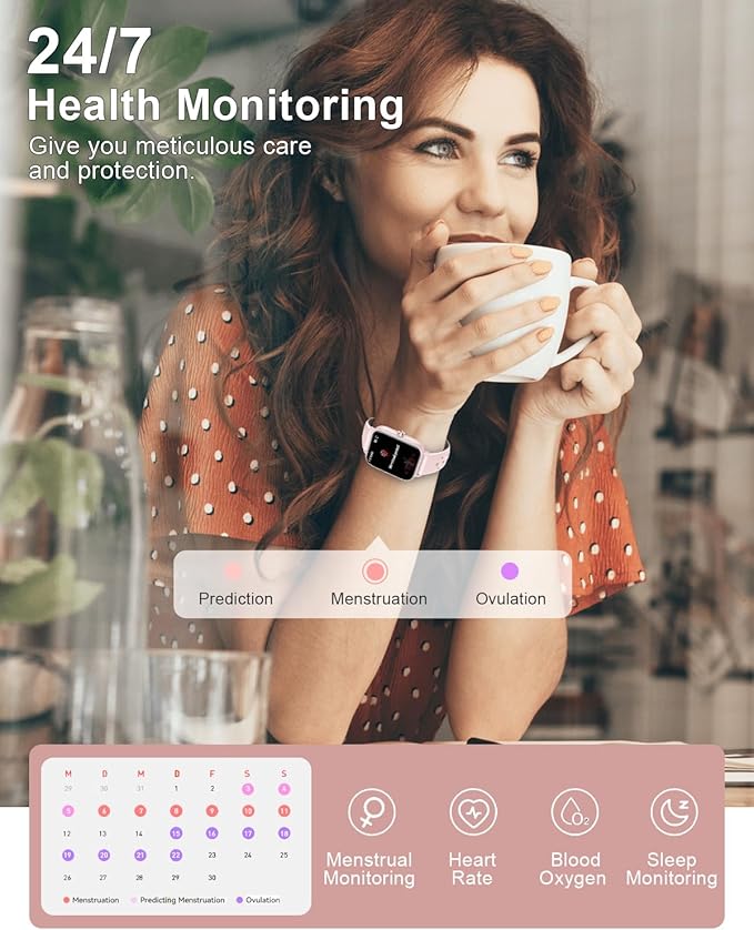 Smart Watches for Women(Answer/Make Calls), 1.83" Fitness Trackers with 24-Hour Heart Rate SpO2 Pedometer Sleep Monitor, 120+ Sport Mode, IP68 Waterproof Fitness Watch Compatible with iPhone&Android