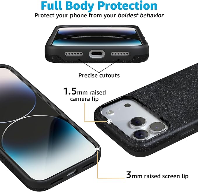 Casely iPhone 17 Pro Case | Midnight Onyx | Black Shimmer | Compatible with MagSafe | Bold Protective Design
