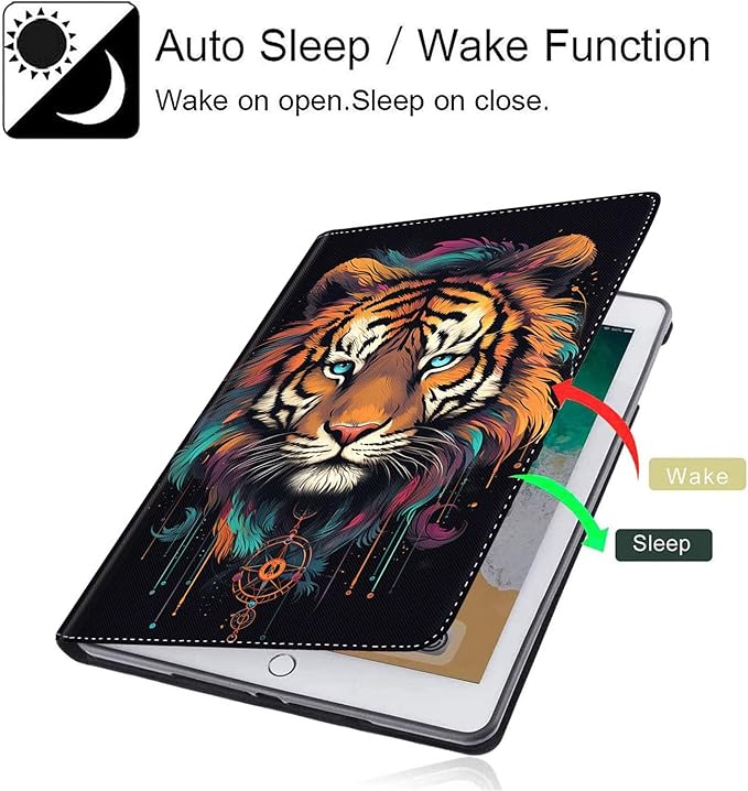 Case for Galaxy Tab A9 Plus ， Auto Sleep/Wake Multi-Angle Viewing Slim Folio Stand Cover for Samsung Galaxy Tab A9+/A9 Plus 11 Inch 2023 (SM-X210/X216/X218), Tiger