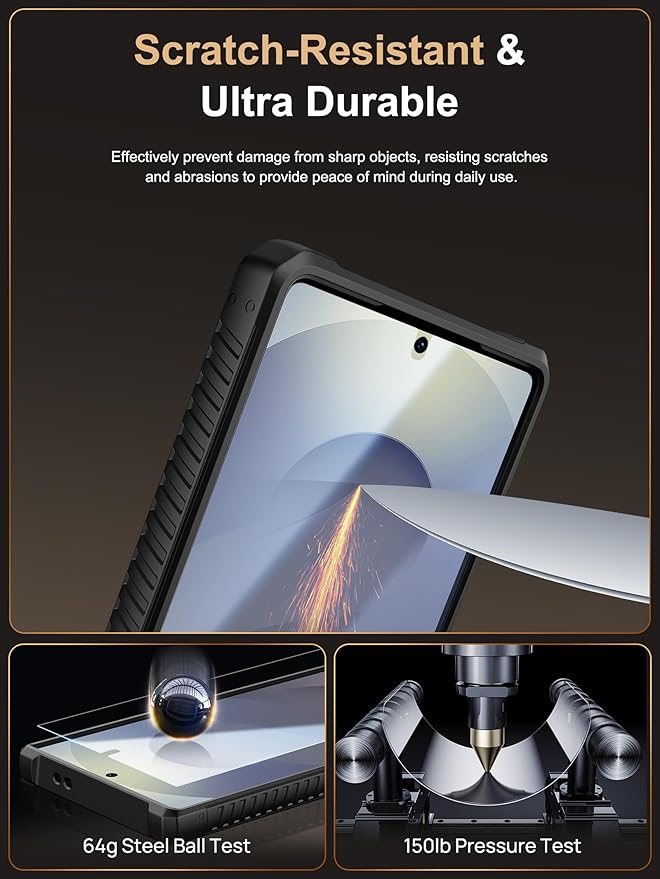 Vihibii for Samsung Galaxy S25 Ultra Case with Card Holder (4 Cards), Built-in 2X Tempered Glass Screen Protector & Slide Camera Cover, Rugged & Shockproof Wallet Case for S25 Ultra 6.9" 2025, Black