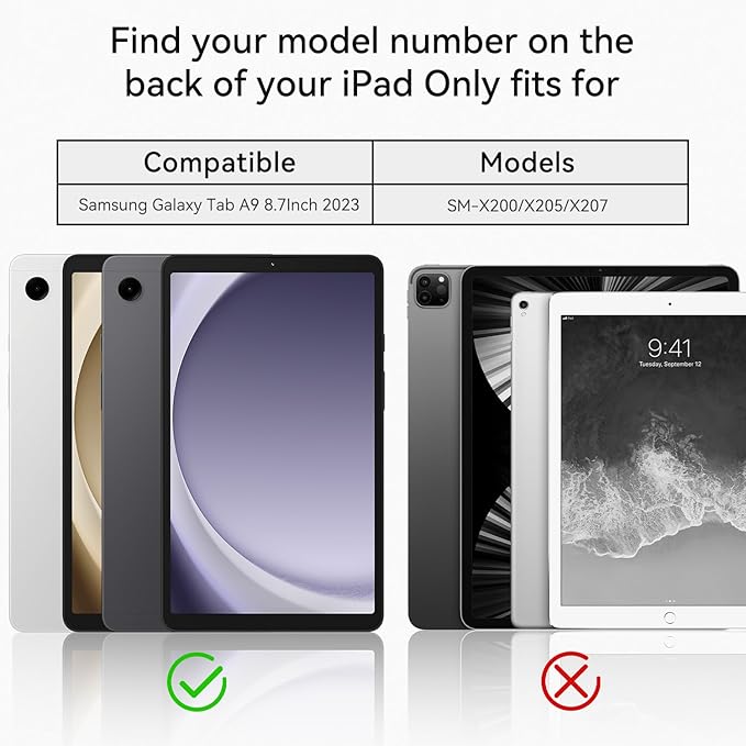 Case for Samsung Galaxy Tab A9 8.7 Inch 2023, 360° Rotating Stand, Hand Strap&Shoulder Strap Case for Samsung A9 Tablet(SM-X110/X115/X117) (Rose Red)