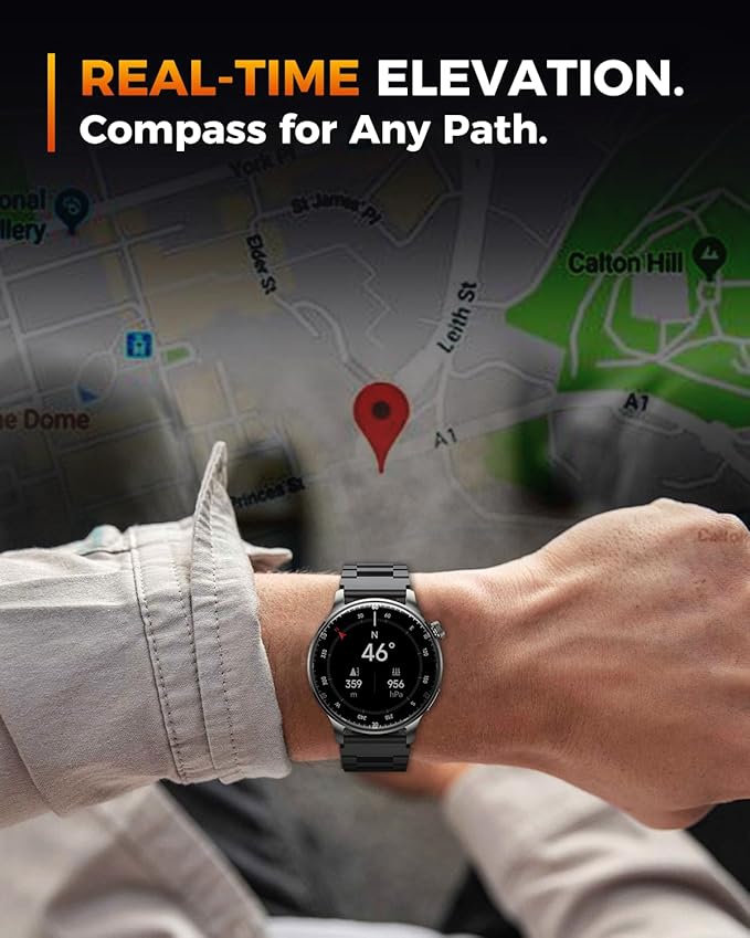 Smart Watches for Men Women with GPS & Compass, 1.52" AMOLED Smartwatch, Fitness Activity Tracker Watches with 170+ Sport Modes Sleep Monitor Step Counter for Android iPhone (Black, 1.52)